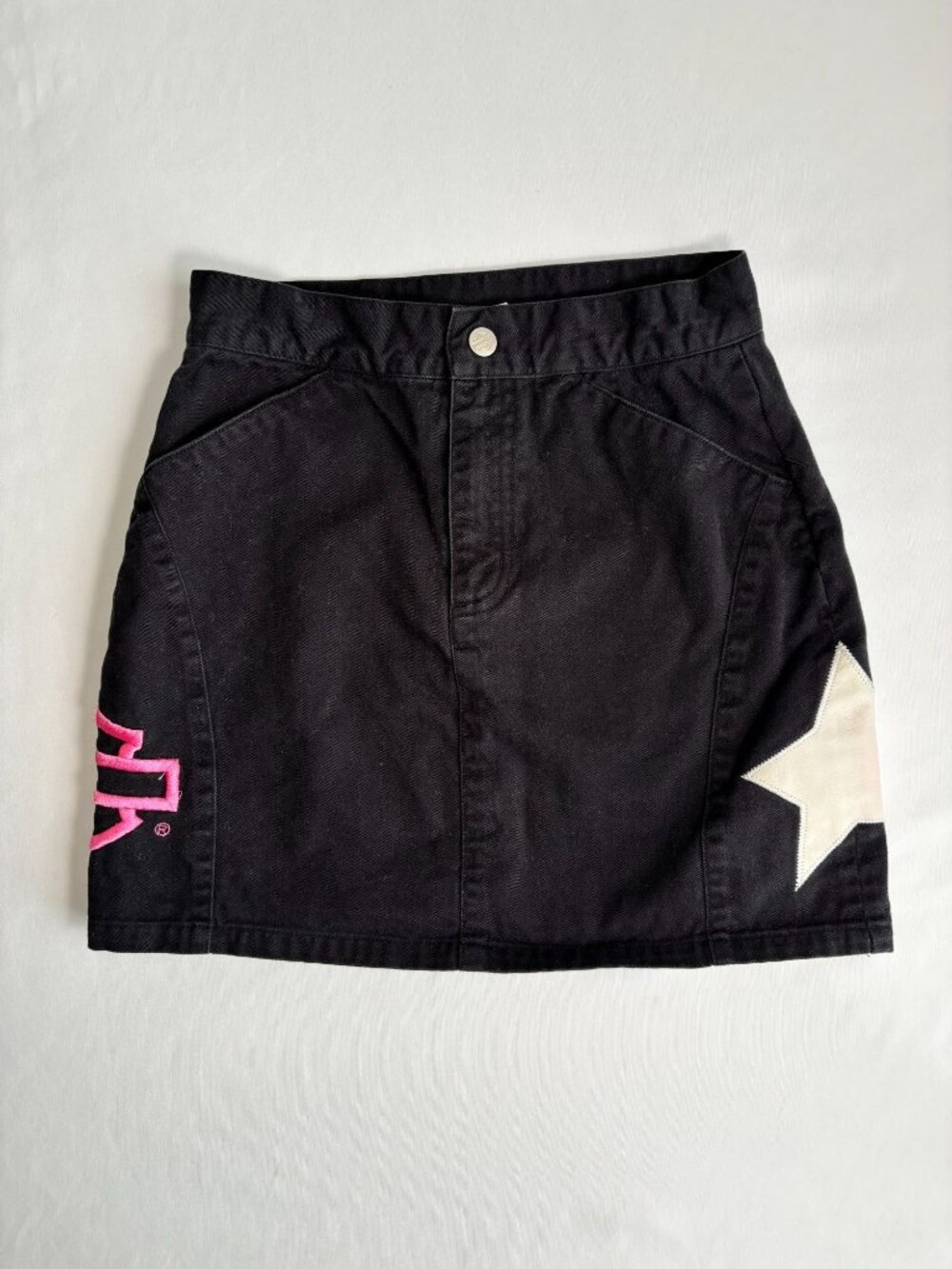 Harley-Davidson Y2K Black Embroidered Mini Skirt Size XS